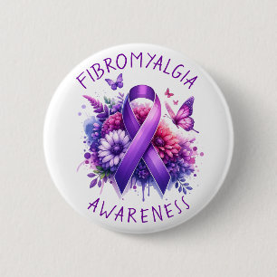 Chapa Redonda De 5 Cm Cinta de Concienciación sobre Fibromialgia