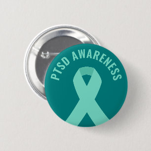 Chapa Redonda De 5 Cm Cinta de concientización de PTSD Verde azulada