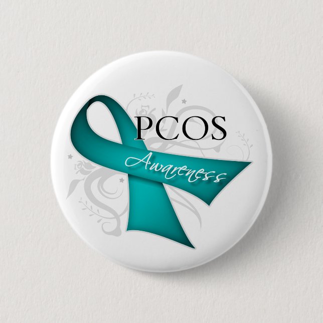 Chapa Redonda De 5 Cm Cinta de desplazamiento - Conciencia de PCOS (Anverso)