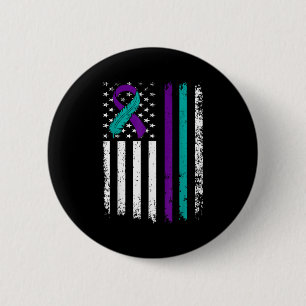 Chapa Redonda De 5 Cm Cinta de la bandera americana de concienciación so