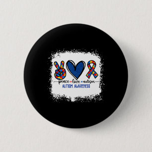 Chapa Redonda De 5 Cm Cinta de Paz y Amor Conciencia del Autismo Acepta