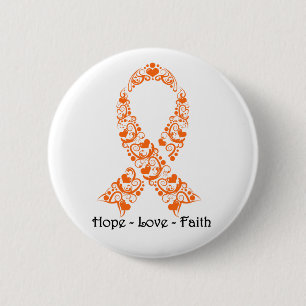 Chapa Redonda De 5 Cm Cinta de sensibilización del Naranja Hope