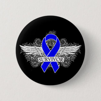 Chapa Redonda De 5 Cm Cinta de SURVIVOR alada con cáncer de colon