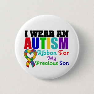 Chapa Redonda De 5 Cm Cinta del desgaste del autismo I para mi hijo