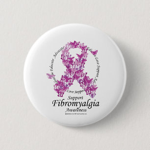 Chapa Redonda De 5 Cm Cinta del Fibromyalgia de mariposas