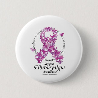 Chapa Redonda De 5 Cm Cinta del Fibromyalgia de mariposas