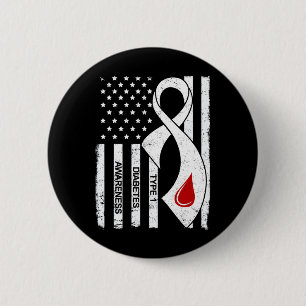 Chapa Redonda De 5 Cm Cinta gris vintage Bandera estadounidense Tipo 1 D