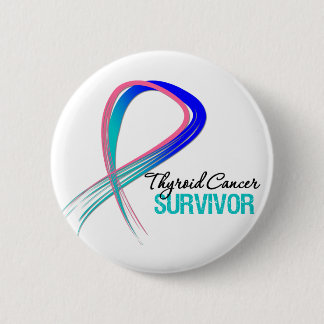 Chapa Redonda De 5 Cm Cinta Grunge Sobreviviente de Cáncer Tiroide