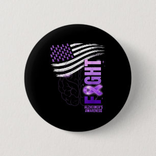 Chapa Redonda De 5 Cm Cinta morada de demencia bandera americana alzheim