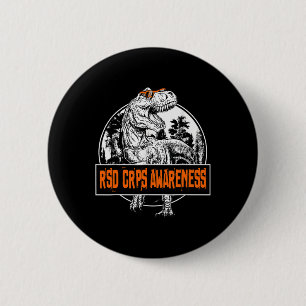 Chapa Redonda De 5 Cm Cinta naranja dinosaurio concienciación Rsd Crps 