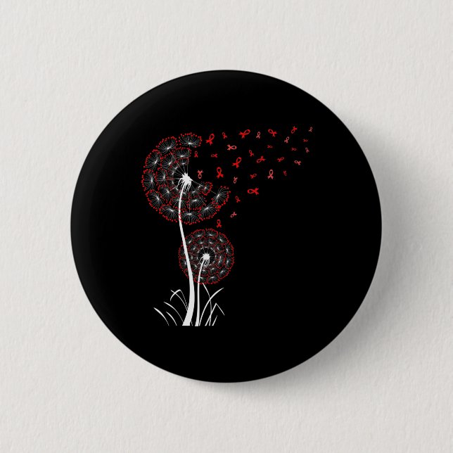 Chapa Redonda De 5 Cm Cinta roja Dandelion Heart Disease Sangre Cancer A (Anverso)