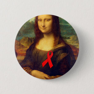 Chapa Redonda De 5 Cm Cinta roja Mona Lisa