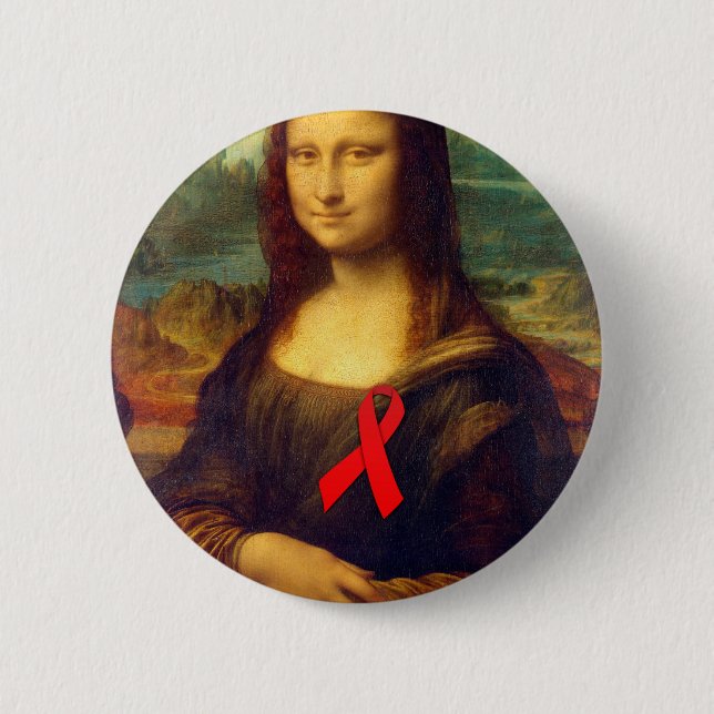 Chapa Redonda De 5 Cm Cinta roja Mona Lisa (Anverso)