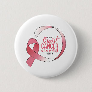 Chapa Redonda De 5 Cm Cinta rosa de cáncer de mama dibujando Mes de BCA