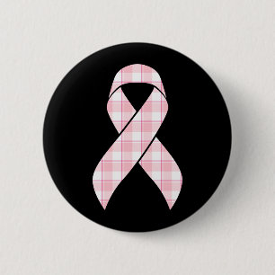 Chapa Redonda De 5 Cm Cinta Rosa de Cuadros de Conciencia del Cáncer de