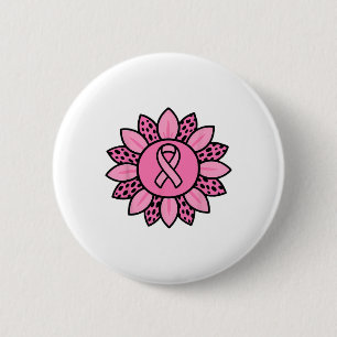 Chapa Redonda De 5 Cm Cinta rosa girasol Sensibilización sobre el cáncer