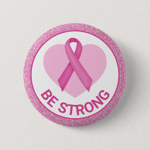 Chapa Redonda De 5 Cm Cinta Rosa y Corazón de Conciencia del Cáncer de M