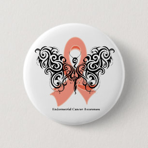 Chapa Redonda De 5 Cm Cinta tribal de la mariposa del cáncer endometria