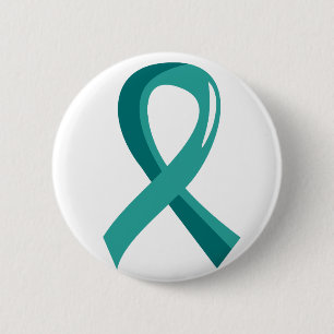 Chapa Redonda De 5 Cm Cinta verde azulada 3 del cáncer ovárico