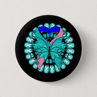 Chapa Redonda De 5 Cm Círculo mariposa de cáncer tiroideo de cintas