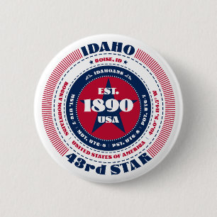 Chapa Redonda De 5 Cm Círculo patriótico de Idaho con detalles del estad