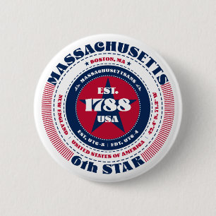 Chapa Redonda De 5 Cm Círculo patriótico de Massachusetts con detalles d