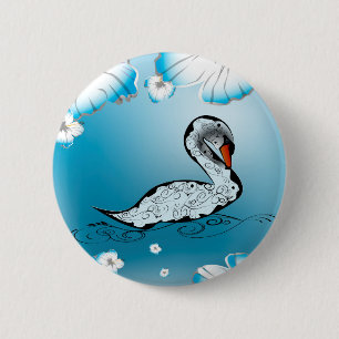 Chapa Redonda De 5 Cm Cisne hermoso