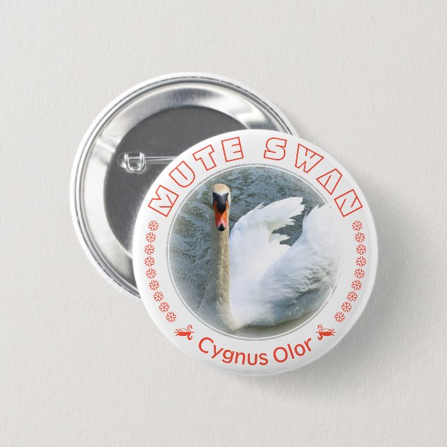 Chapa Redonda De 5 Cm Cisne trompetero (Anverso y reverso)