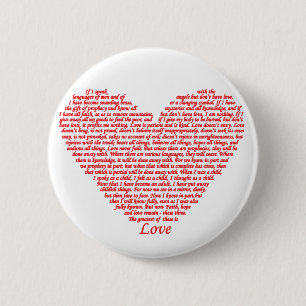 Chapa Redonda De 5 Cm Cita Bíblica 1 Corintios 13 Amor Corazón Arte de P