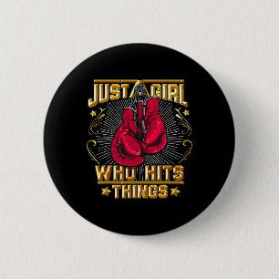 Chapa Redonda De 5 Cm Cita de Kickboxing Thai Boxing Solo una chica que