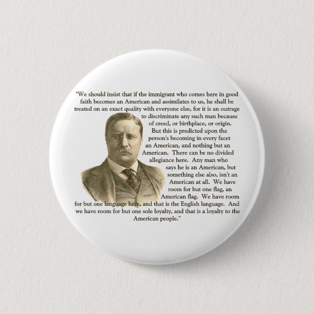 Chapa Redonda De 5 Cm Cita de Teddy Roosevelt (Anverso)