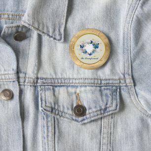 Chapa Redonda De 5 Cm Cita de transformación corazón y mariposas azules