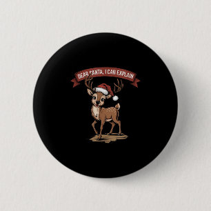Chapa Redonda De 5 Cm Cita divertida de Navidades - Querido Papá Noel, p