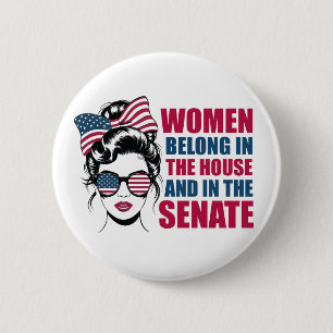 Chapa Redonda De 5 Cm Cita feminista norteamericana divertida en polític