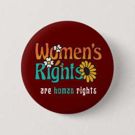 Chapa Redonda De 5 Cm Cita floral sobre los derechos humanos de la mujer