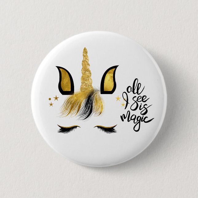 Chapa Redonda De 5 Cm Cita mágica de Unicorn (Anverso)