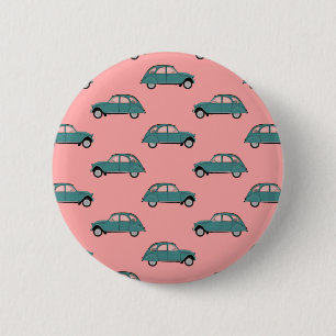 Chapa Redonda De 5 Cm Citroen 2CVs - Verde en el rosa - coches