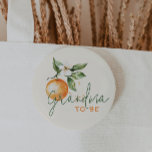 Chapa Redonda De 5 Cm Citrus Little Cutie Baby Shower Grandma To Be<br><div class="desc">Introducing our citrus little cutie baby shower grandma to be button, perfect for a fun, gender-neutral celebration! This zesty design features a delightful citrus orange clementine fruit theme, brought to life with a simple boho-inspired watercolor style. It is ideal for welcoming a little boy or girl in a joyful and...</div>