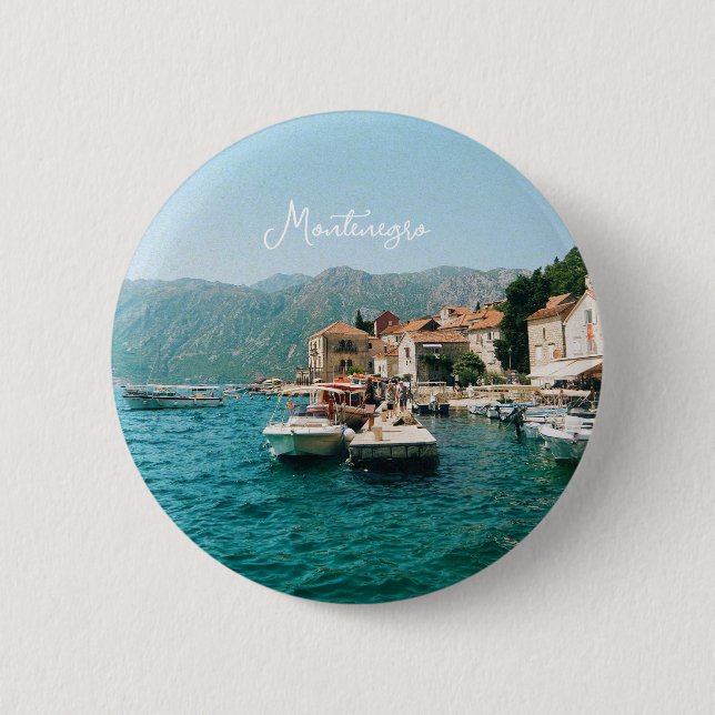 Chapa Redonda De 5 Cm Ciudad costera de Perast, Montenegro (Anverso)