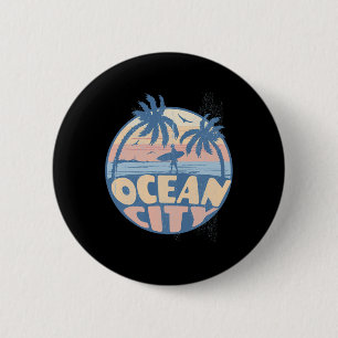 Chapa Redonda De 5 Cm Ciudad del Océano Playa de Maryland Surf Verano Va