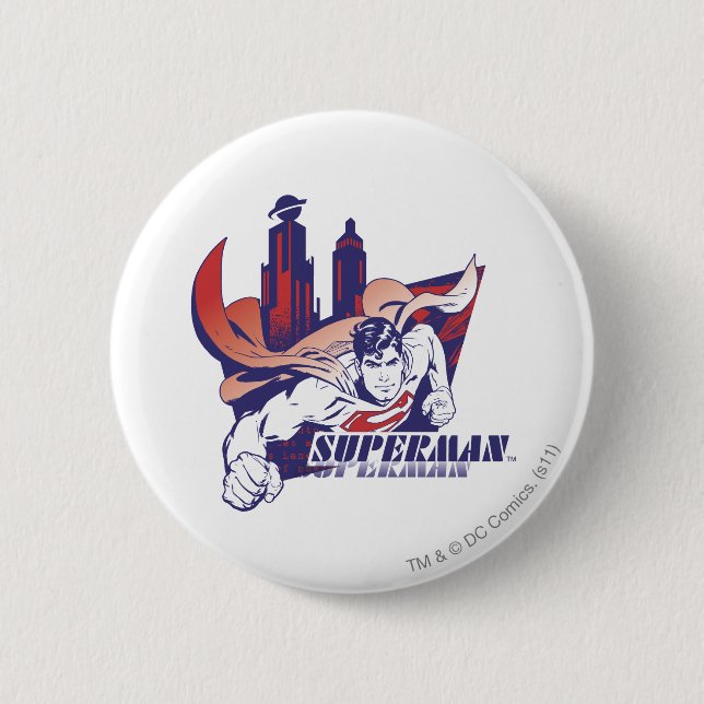 Chapa Redonda De 5 Cm Ciudad y nombre de Superman (Anverso)