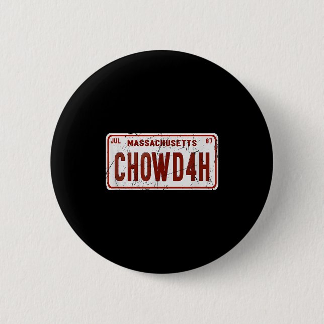 Chapa Redonda De 5 Cm Clam Chowder Boston Accent Chowdah Funny  (Anverso)