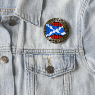 Chapa Redonda De 5 Cm Clan Baird Tartan Knot & Flag
