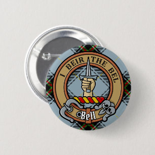 Chapa Redonda De 5 Cm Clan Bell Escudo sobre Tartán