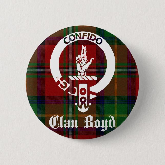 Chapa Redonda De 5 Cm Clan Boyd Escudo Tartan (Anverso)