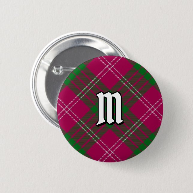 Chapa Redonda De 5 Cm Clan Crawford Tartan Button (Anverso y reverso)
