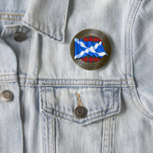 Chapa Redonda De 5 Cm Clan Donnachaidh Robertson Tartan Knot & Flag
