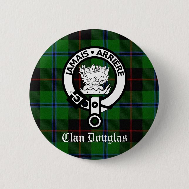 Chapa Redonda De 5 Cm Clan Douglas Tartan Escudo (Anverso)