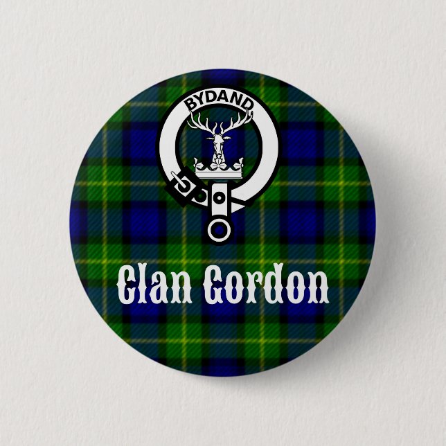 Chapa Redonda De 5 Cm Clan Gordon Tartan Escudo (Anverso)