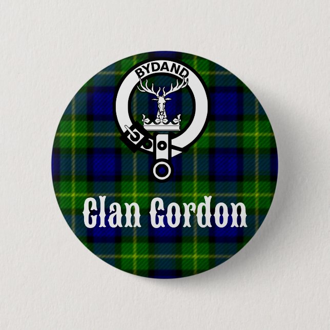 Chapa Redonda De 5 Cm Clan Gordon Tartan Escudo (Anverso)